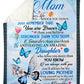 Butterfly Inspiring Family Hero Message Blue Flannel Blanket For Soft Bed Couch And Home Comfort