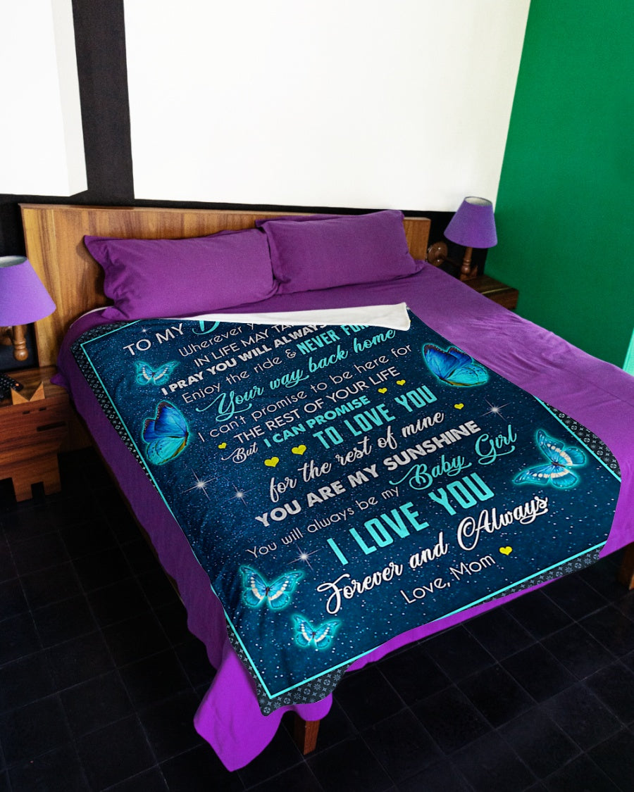 Butterfly Wherever Your Journey In Life Mom To Daughter Flannel Blanket For Bed Sofa And Reading Nook Decor