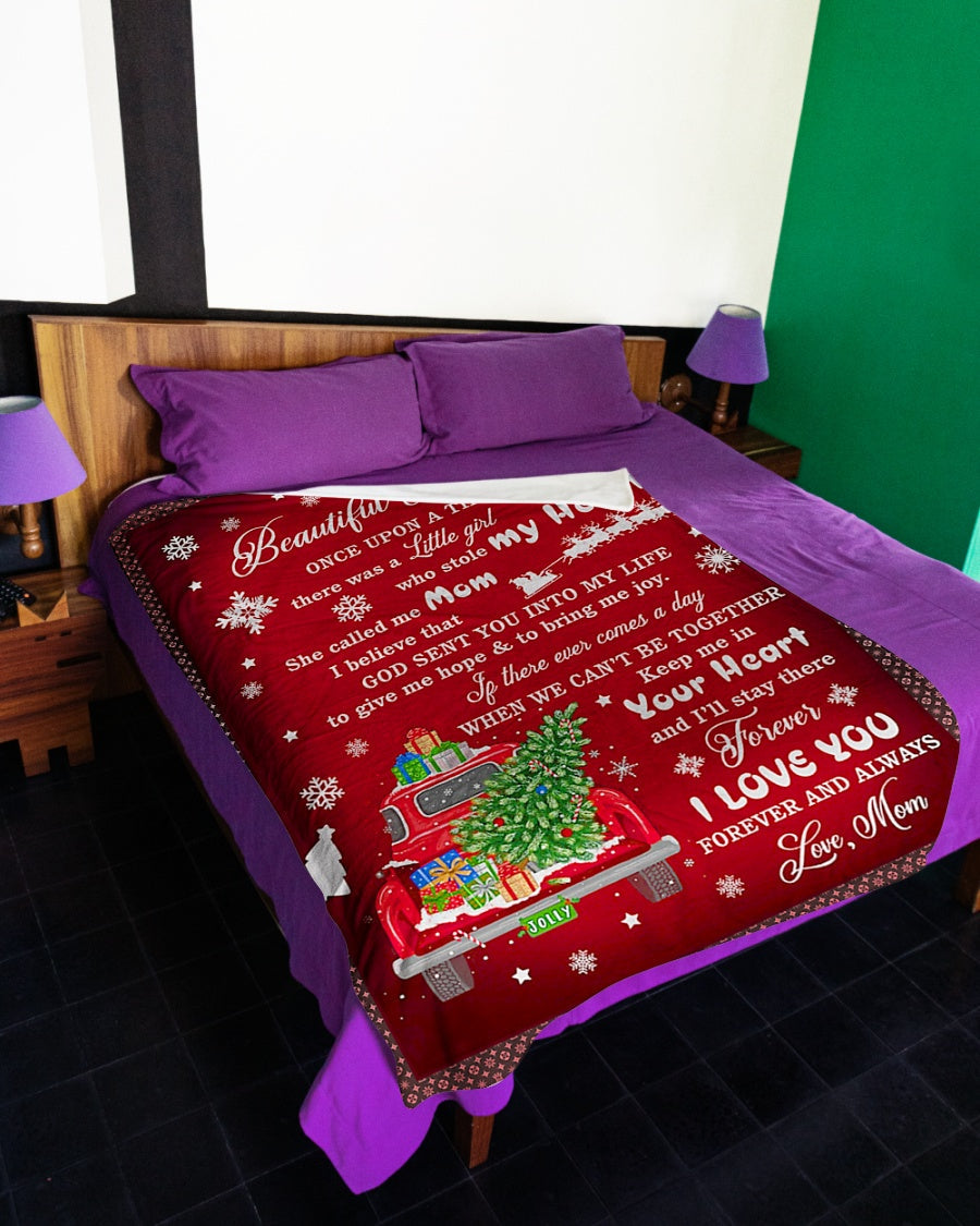 Christmas I Love You Daughter Gift Flannel Blanket For Bed Sofa And Reading Nook Decor
