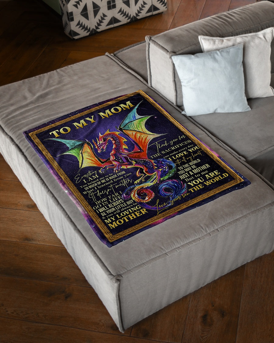 Dragon To My Mom Dragon Thank You Flannel Blanket For Living Room And Bedroom Styling