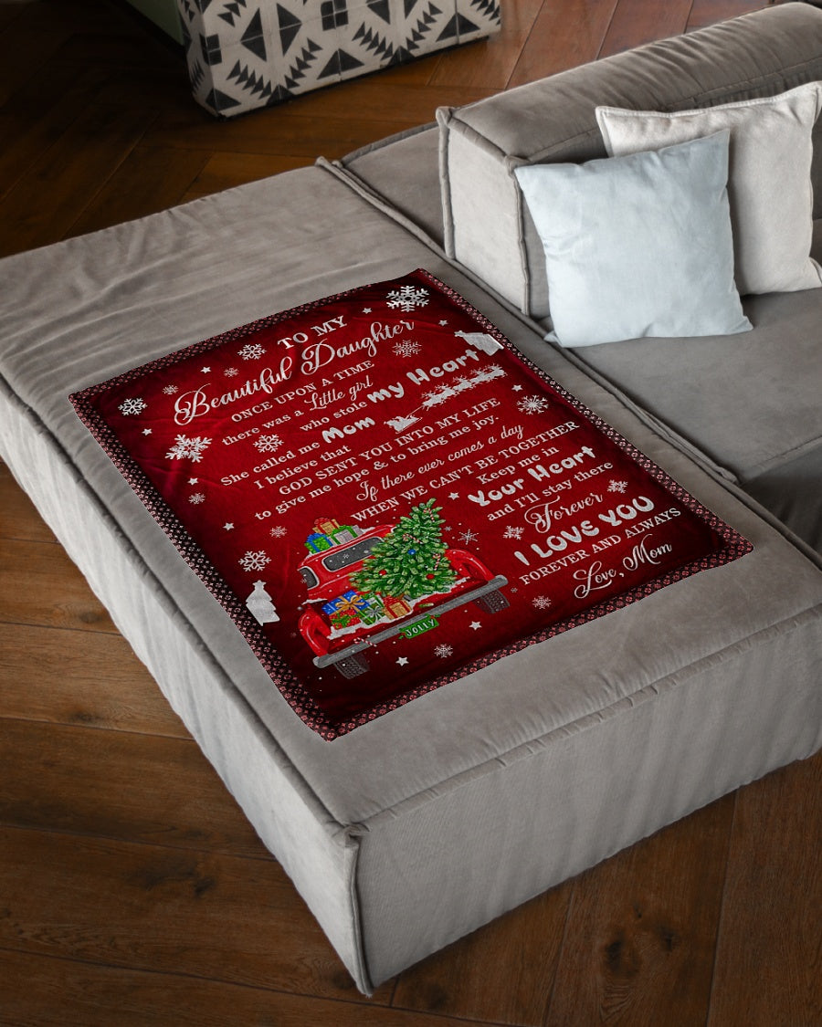 Christmas I Love You Daughter Gift Flannel Blanket For Living Room And Bedroom Styling