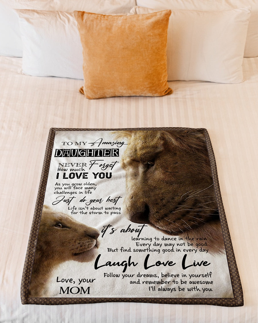 Lion Beloved Mother Message Flannel Blanket For Relaxing At Home And Travel