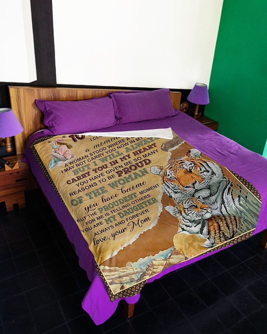 Tiger I Will Always Carry You Daughter Gift Flannel Blanket For Bed Sofa And Reading Nook Decor