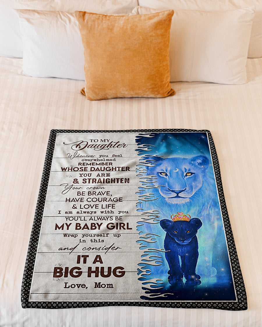 Lion Consider Big Hug Mom To Daughter Flannel Blanket For Relaxing At Home And Travel