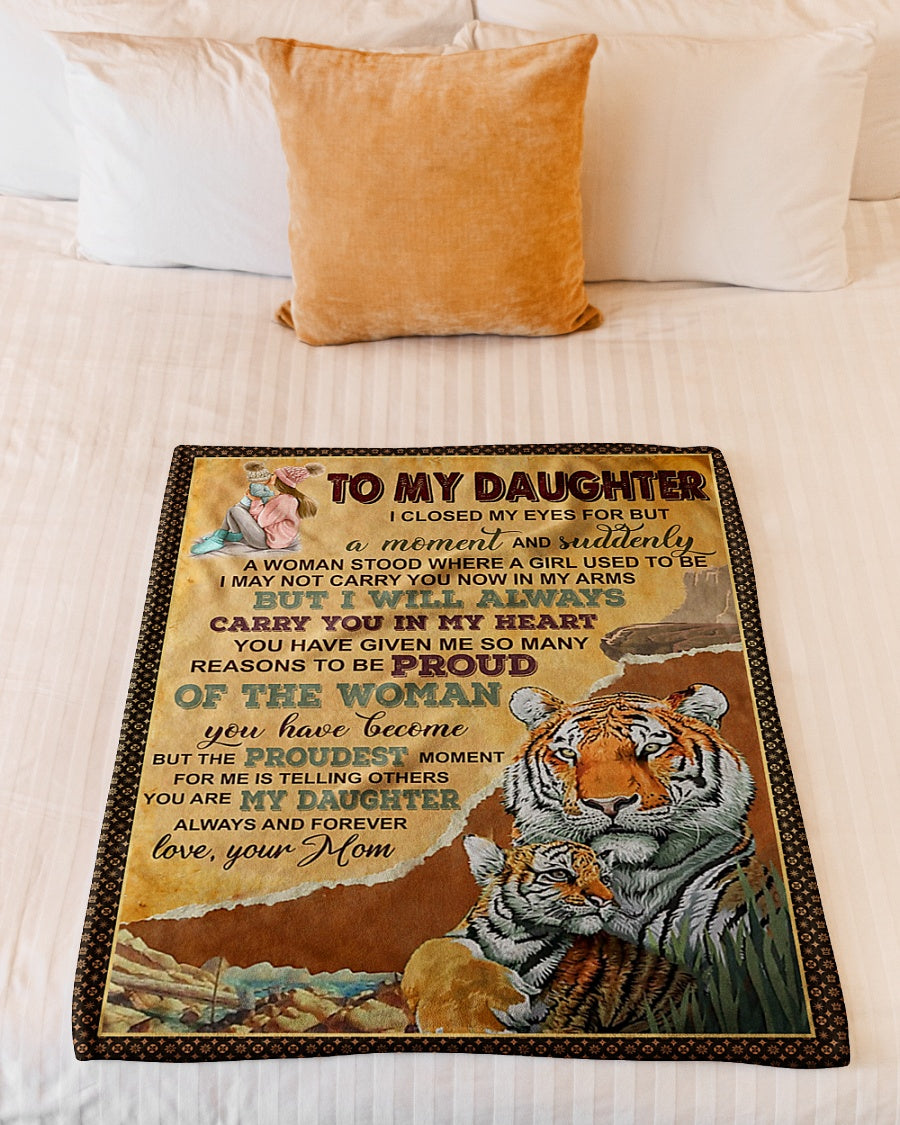 Tiger I Will Always Carry You Daughter Gift Flannel Blanket For Relaxing At Home And Travel