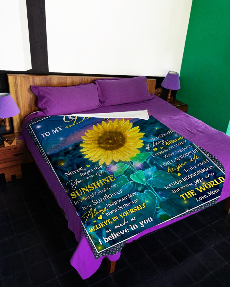 Sunflower Never Forget That You're My Sunshine Mom To Daughter Flannel Blanket For Bed Sofa And Reading Nook Decor