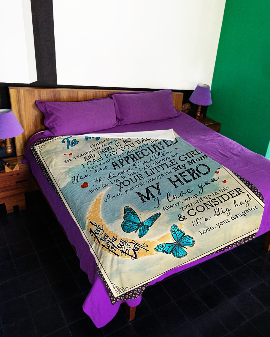 Butterfly To My Mother My Mom My Hero Flannel Blanket For Bed Sofa And Reading Nook Decor