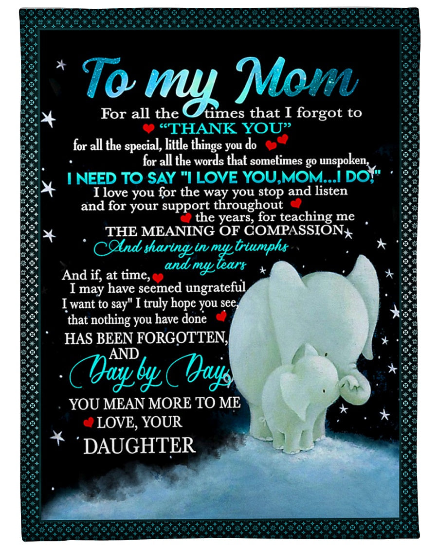 Elephant To My Mom You Are The World To Me Flannel Blanket For Bed Sofa And Reading Nook Decor