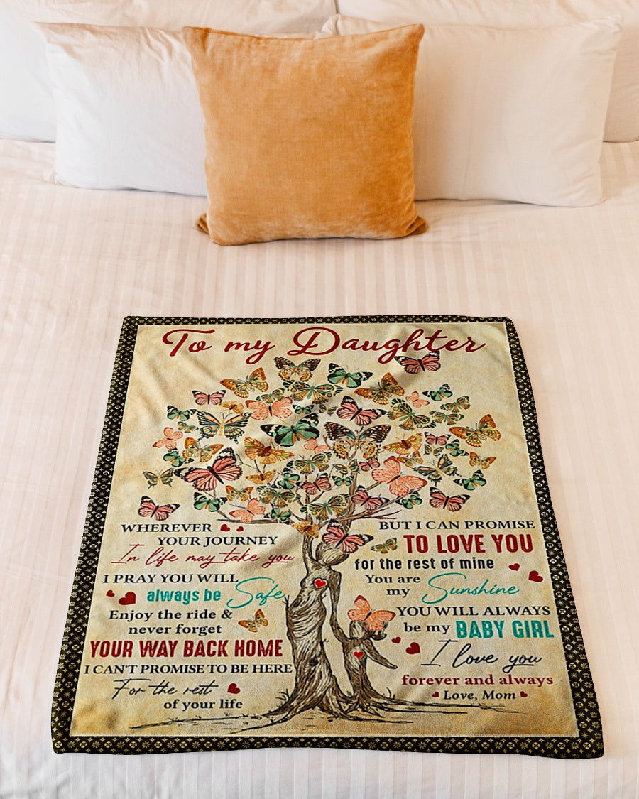Butterfly Wherever Journey Life Mom To Daughter Flannel Blanket For Relaxing At Home And Travel