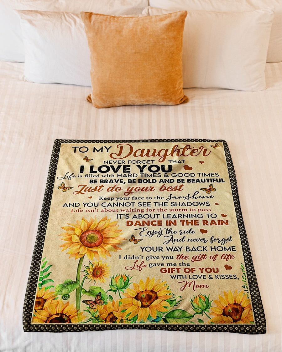 Sunflower I Love You Daughter Gift Flannel Blanket For Relaxing At Home And Travel