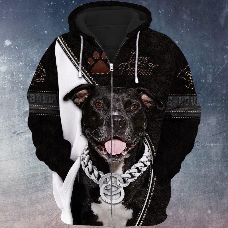 Pitbull Lover Forever Dog Art – 3D Hoodie