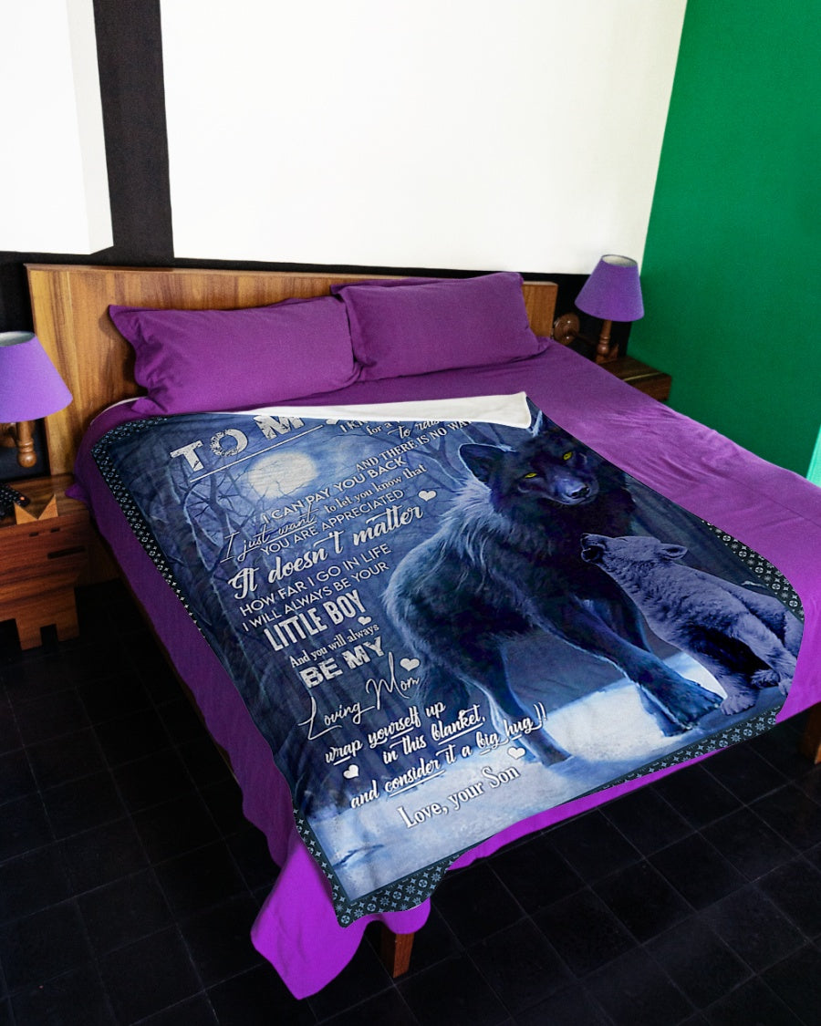 Wolf To My Mom Little Boy Flannel Blanket For Cozy Home Lounging And Gifting