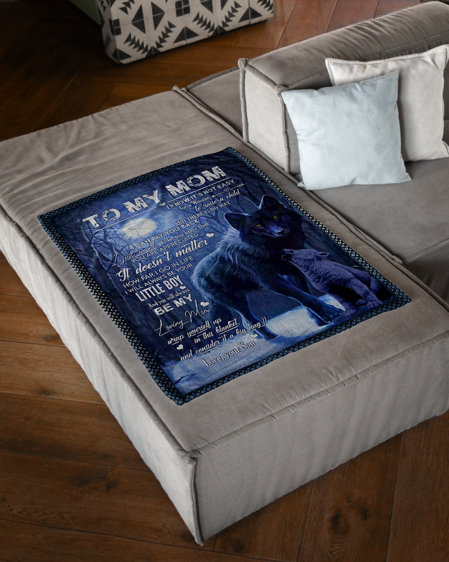Wolf To My Mom Little Boy Flannel Blanket For Living Room And Bedroom Styling