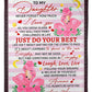 Flamingo Positive Encouragement Message Daughter Gift Flannel Blanket For Bed Sofa And Reading Nook Decor