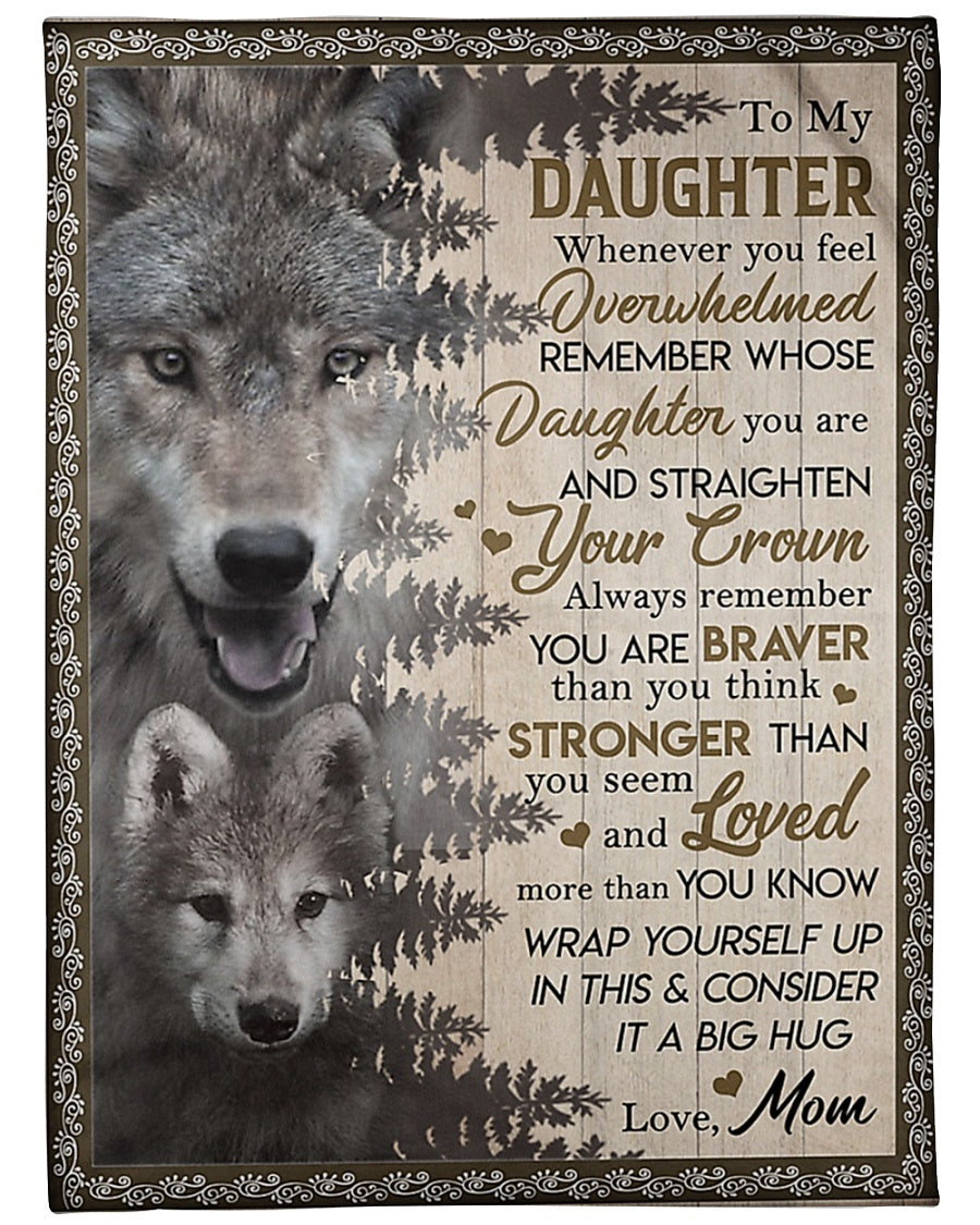 Wolf Big Hug Mom To Daughter Flannel Blanket For Bed Sofa And Reading Nook Decor
