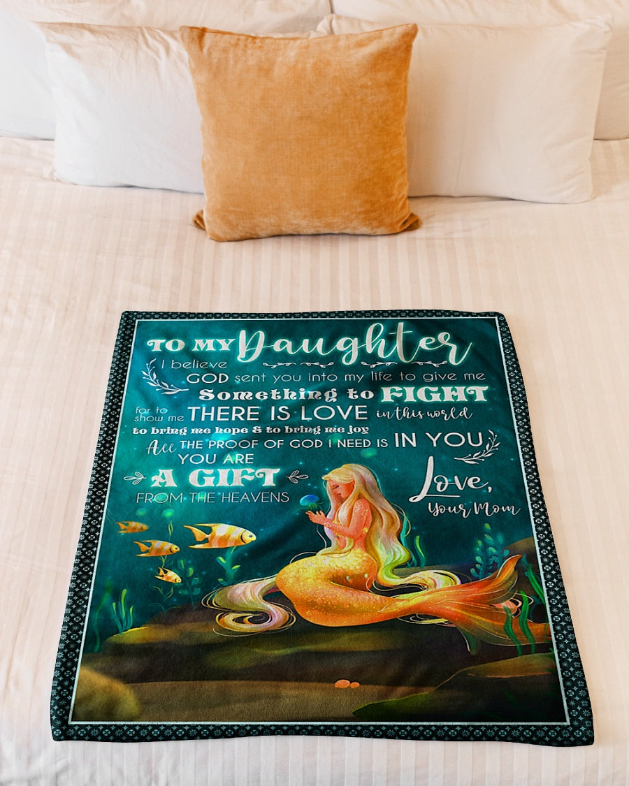 Mermaid God Sent You Into My Life Mom To Daughter Flannel Blanket For Relaxing At Home And Travel