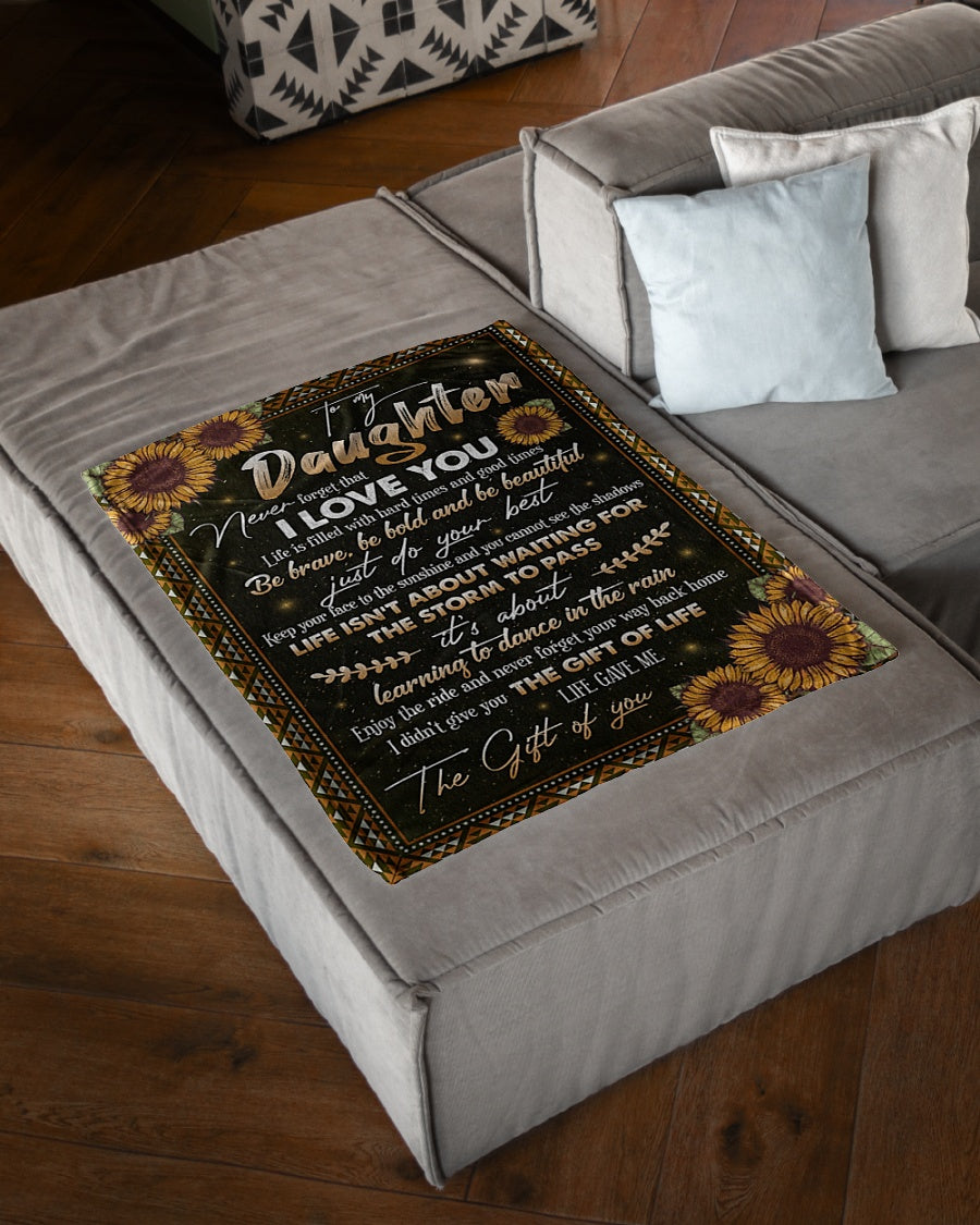 Sunflower To My Daughter Life Is Filled With Hard Times Flannel Blanket For Living Room And Bedroom Styling