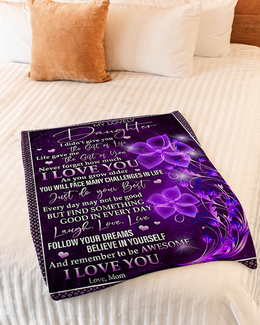 Family Love You Daughter Gift Flannel Blanket For Soft Bed Couch And Home Comfort