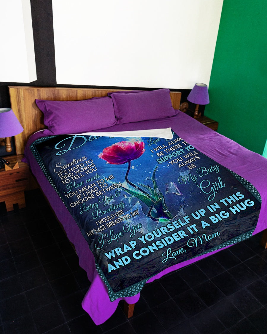 Flower Consider Big Hug Mom To Daughter Flannel Blanket For Bed Sofa And Reading Nook Decor