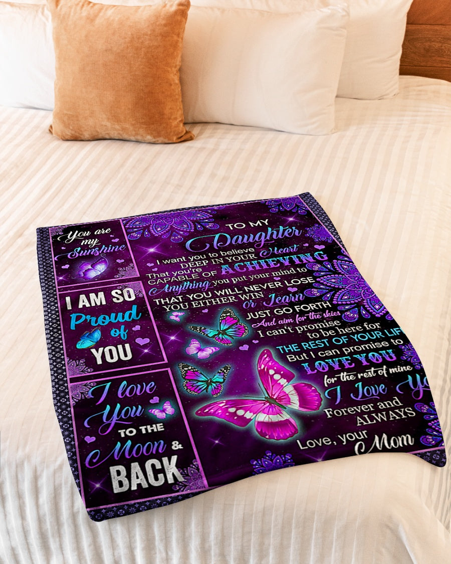 Butterfly Warm Sunshine Love Daughter Gift Flannel Blanket For Soft Bed Couch And Home Comfort