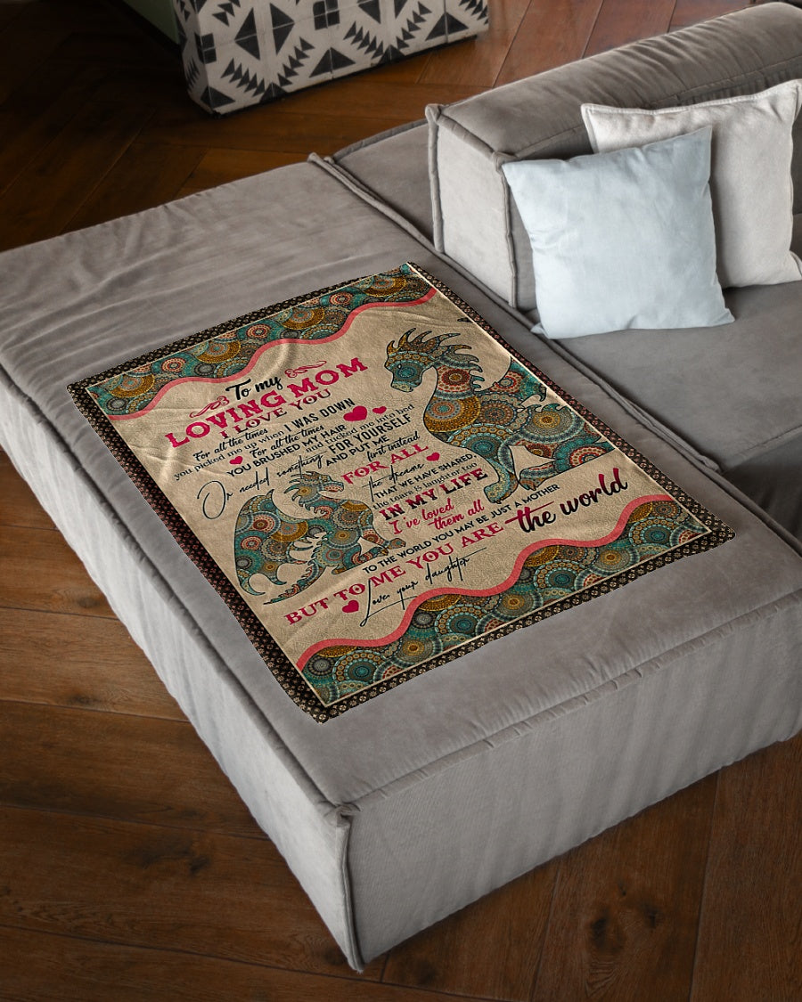 Hippie To My Mom Dragon In My Life Flannel Blanket For Living Room And Bedroom Styling