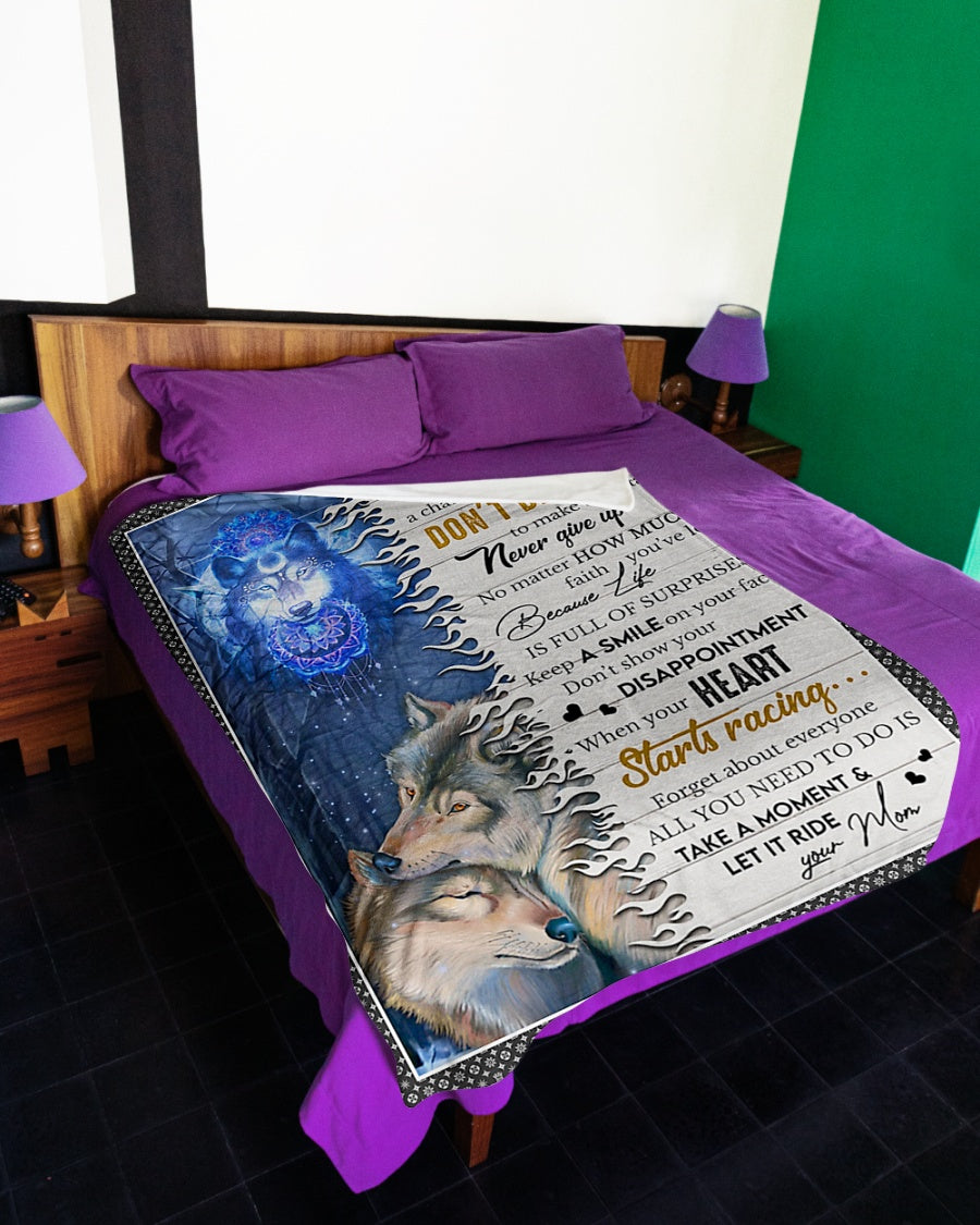 Wolf When Life Gives A Chance Take It Mom To Daughter Flannel Blanket For Bed Sofa And Reading Nook Decor