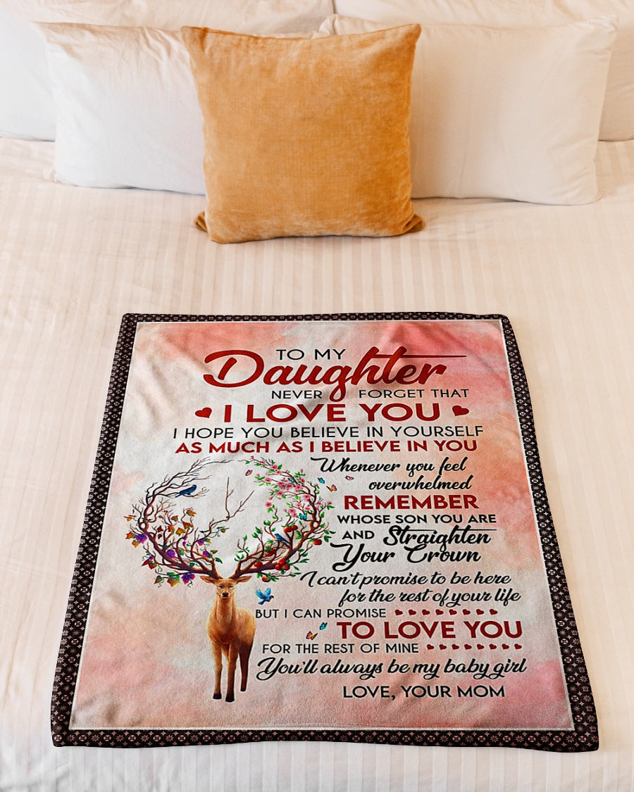 Deer Never Forget That I Love Mom Flannel Blanket For Relaxing At Home And Travel