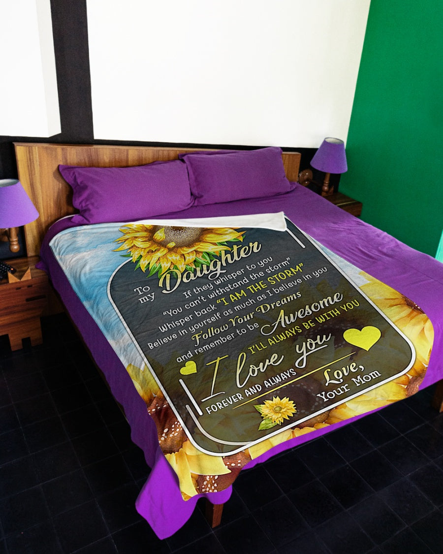 Sunflower Strong Spirit Message Daughter Gift Flannel Blanket For Relaxing At Home And Travel