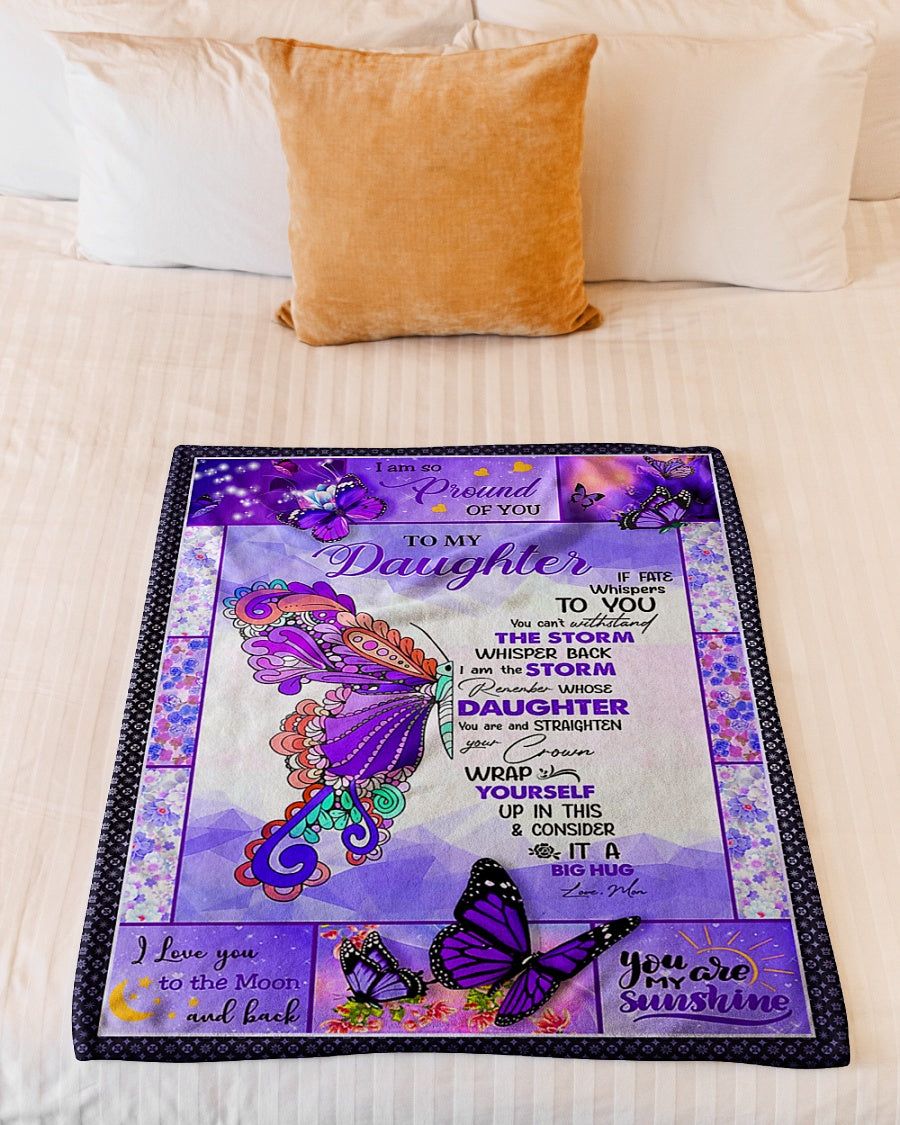 Butterfly If Fate Whispers To You Mom To Daughter Flannel Blanket For Bed Sofa And Reading Nook Decor