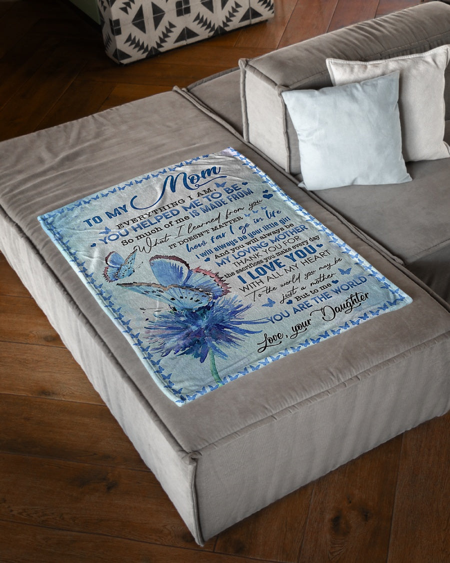 Butterfly Beloved Mother Message I Love You Flannel Blanket For Living Room And Bedroom Styling