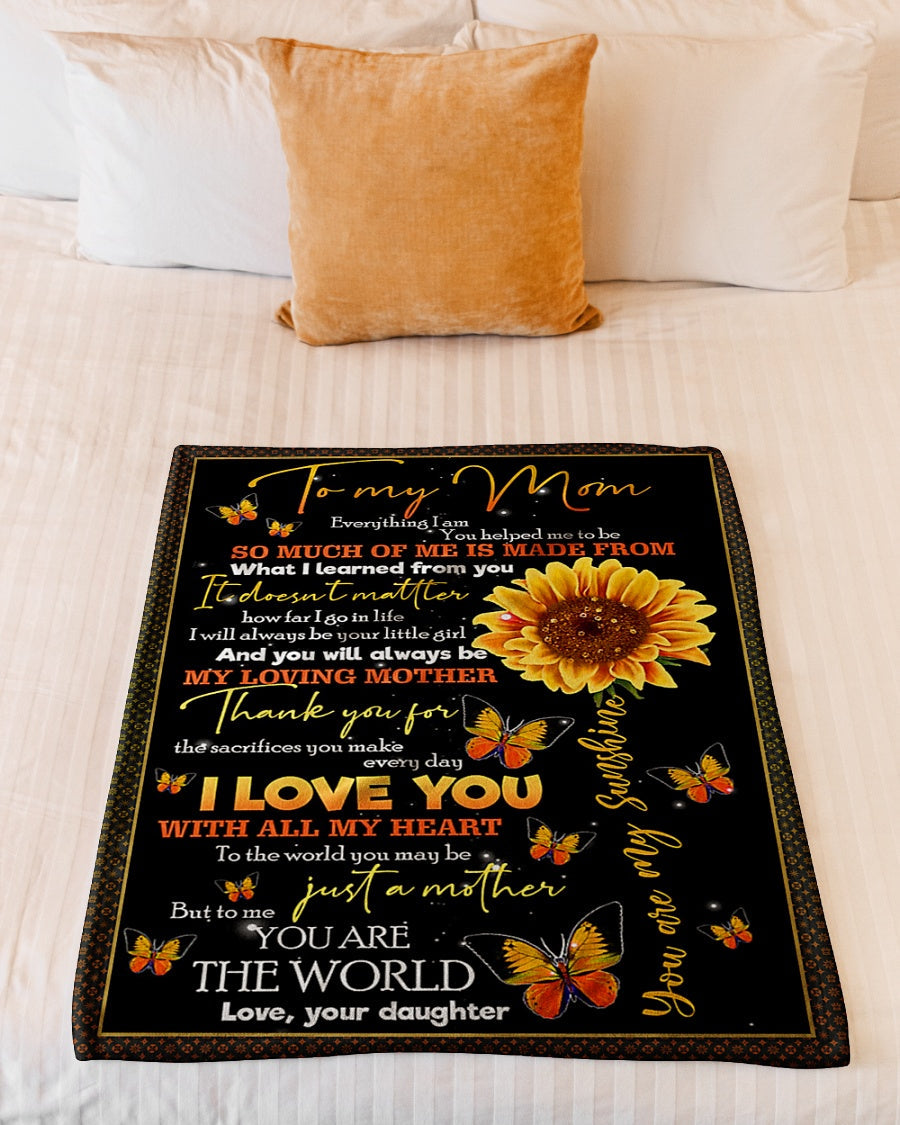 Sunflower To My Mom Flannel Blanket For Relaxing At Home And Travel