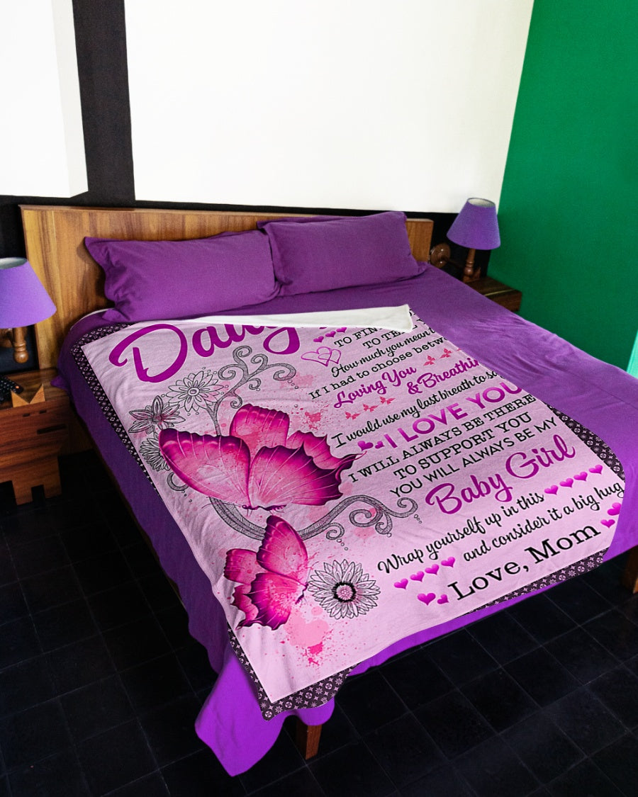 Butterfly To My Daughter Sometimes It's Hard Pink Flannel Blanket For Bed Sofa And Reading Nook Decor