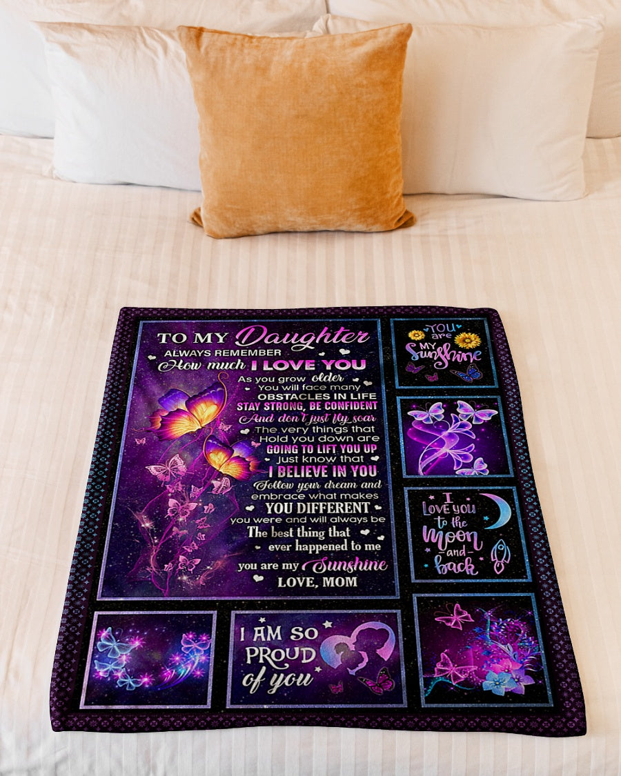 Butterfly Warm Sunshine Love Daughter Gift Flannel Blanket For Relaxing At Home And Travel