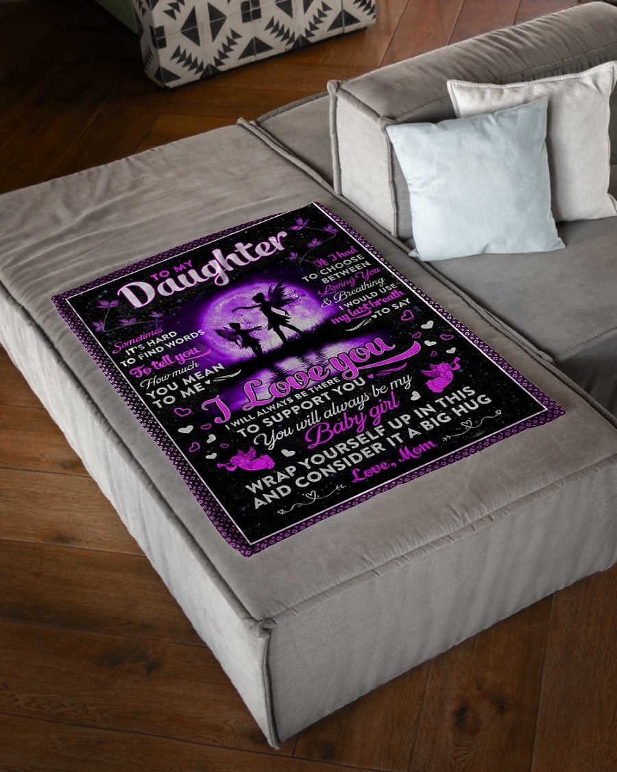 Family Sometimes It's Hard To Find Words Mom To Daughter Flannel Blanket For Living Room And Bedroom Styling