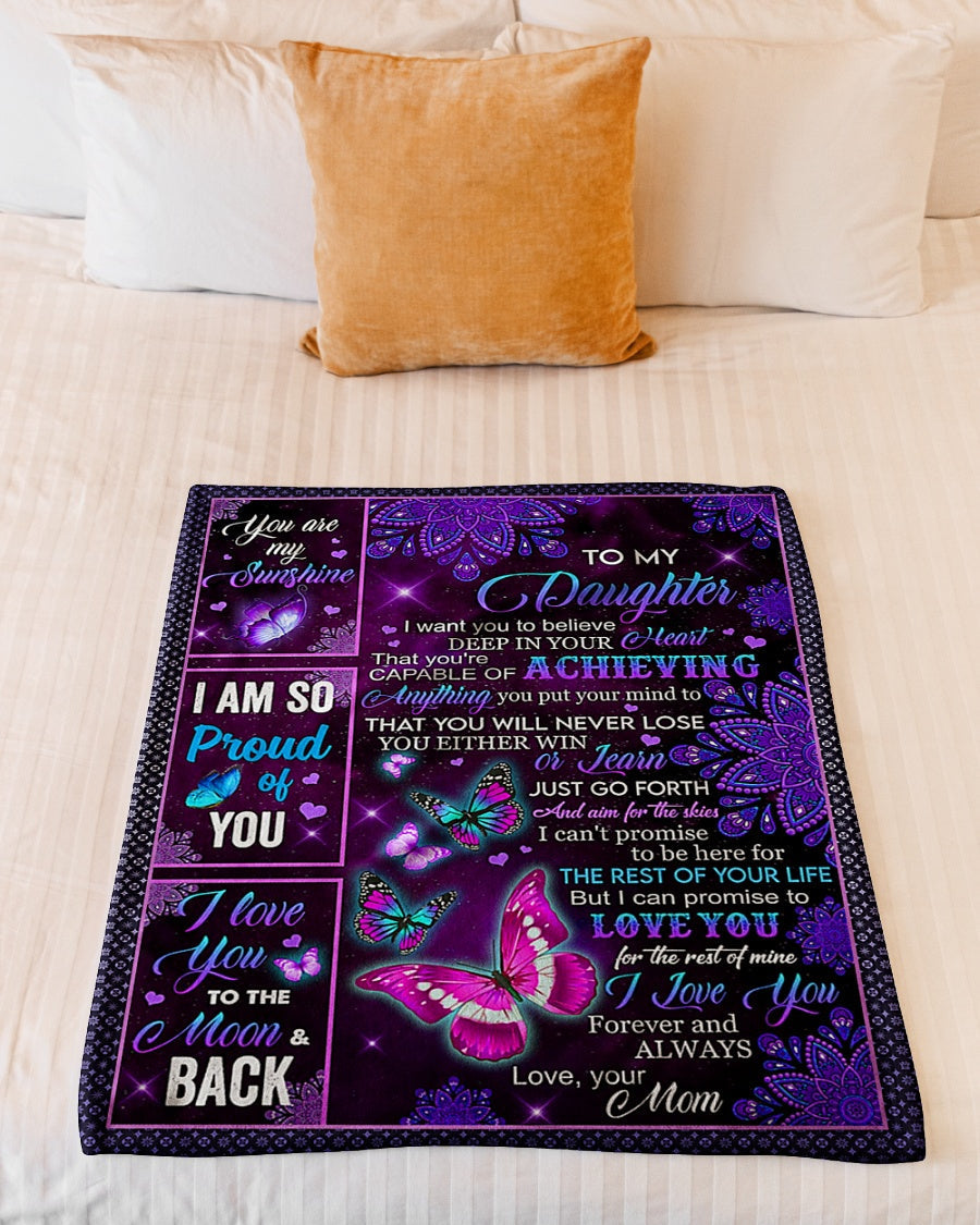Butterfly Warm Sunshine Love Daughter Gift Flannel Blanket For Relaxing At Home And Travel