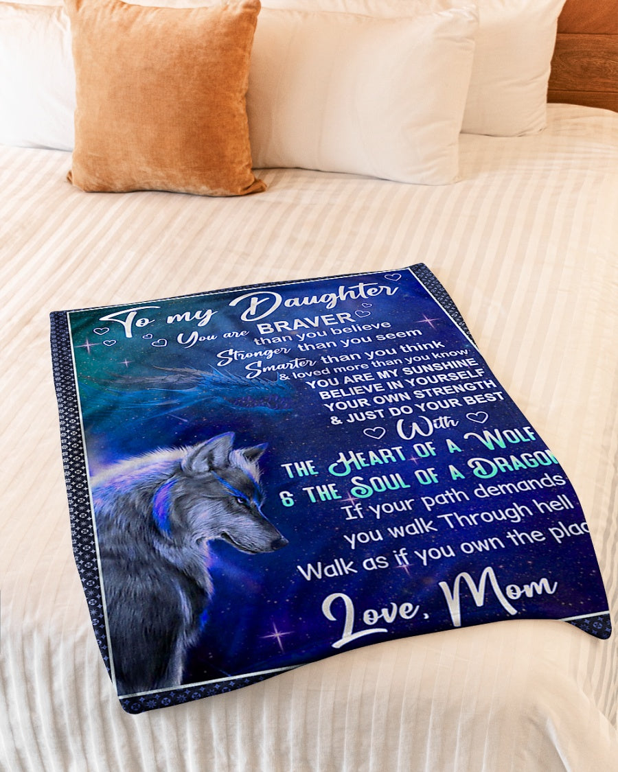 Wolf Believe In Yourself Daughter Gift Flannel Blanket For Soft Bed Couch And Home Comfort