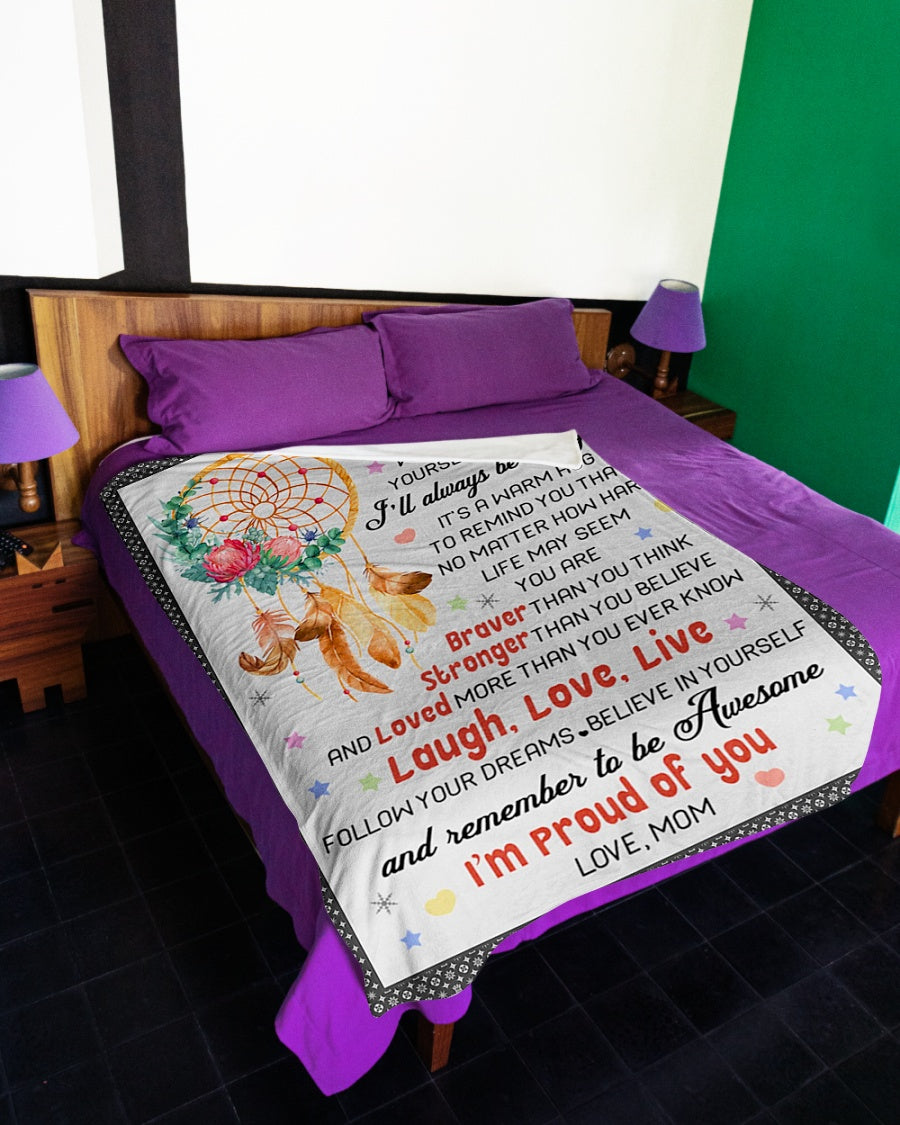 Family Love I'm Proud Of You Daughter Gift Flannel Blanket For Bed Sofa And Reading Nook Decor