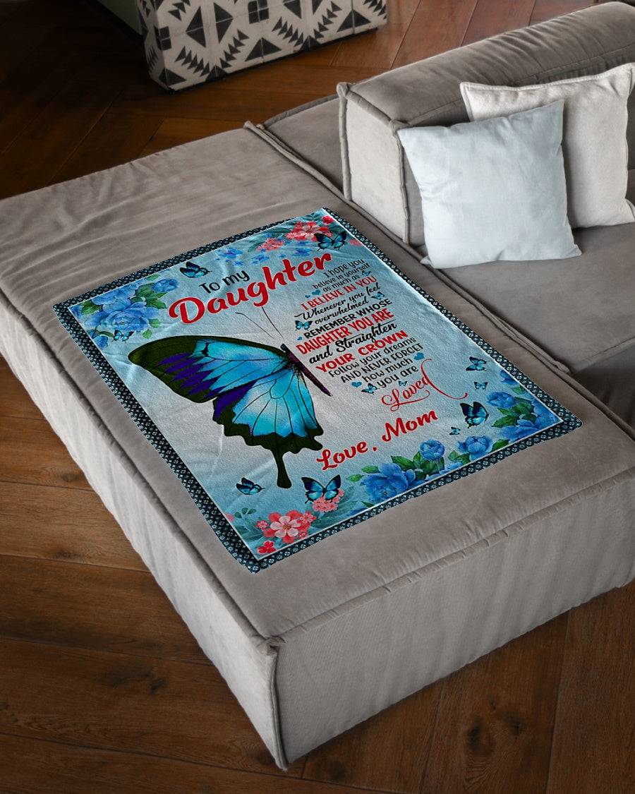 Butterfly Warm Sunshine Love Daughter Gift Flannel Blanket For Living Room And Bedroom Styling