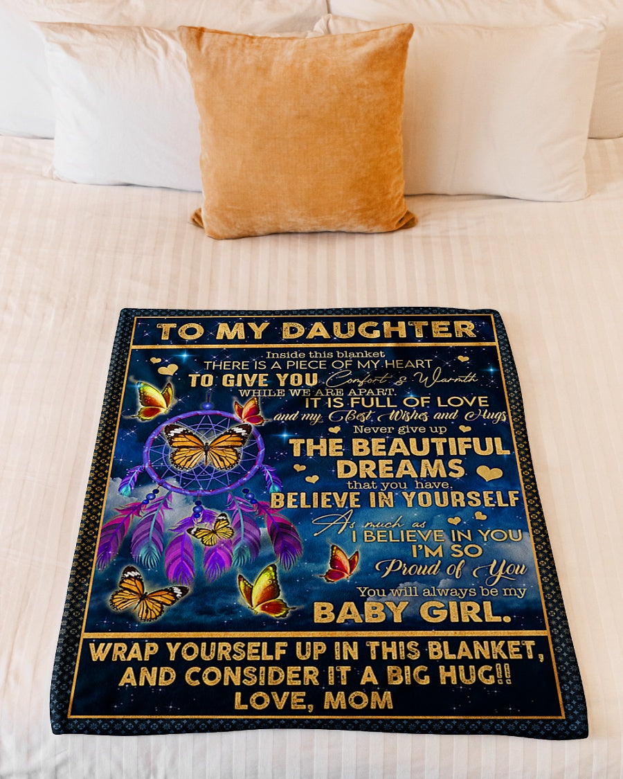Butterfly Believe In Yourself Daughter Gift Flannel Blanket For Relaxing At Home And Travel