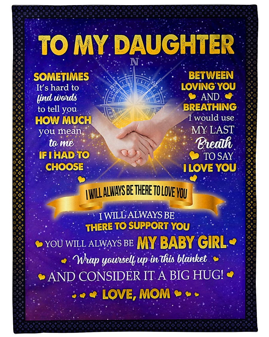 Family Big Hug Daughter Gift Flannel Blanket For Bed Sofa And Reading Nook Decor