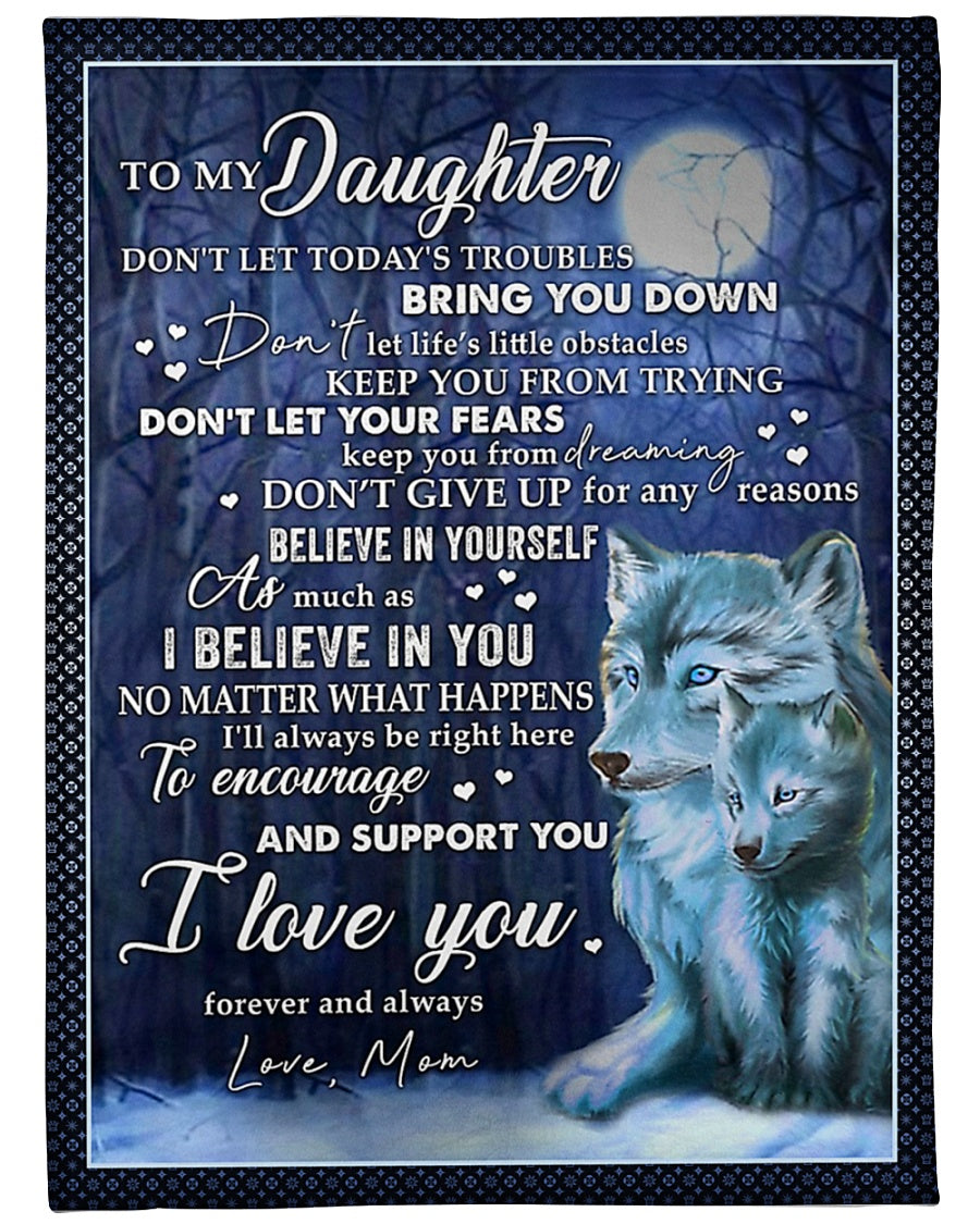 Wolf I Believe In You Daughter Gift I Love You Flannel Blanket For Bed Sofa And Reading Nook Decor