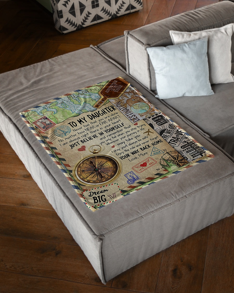 Family Love Believe In Yourself Daughter Gift Flannel Blanket For Living Room And Bedroom Styling