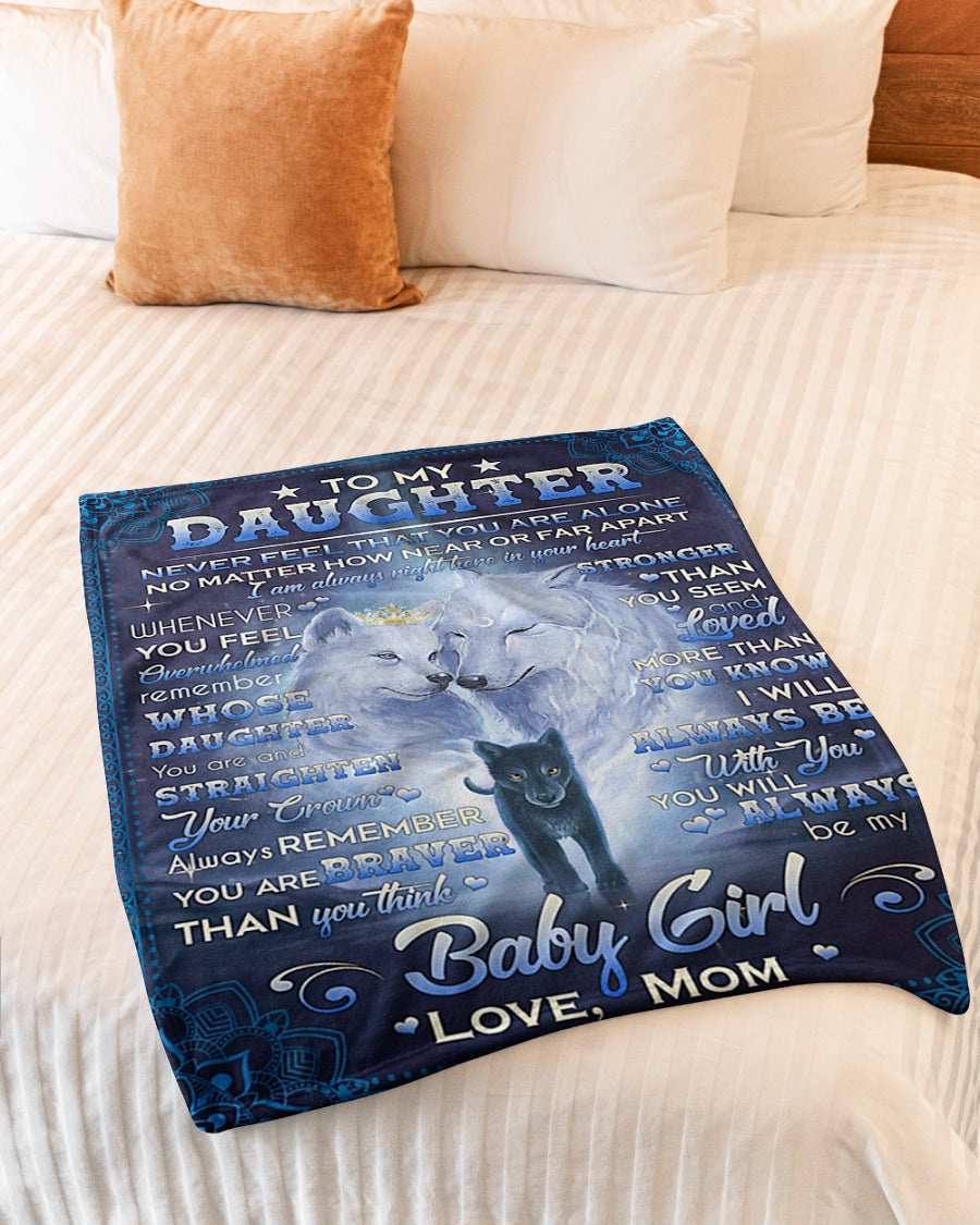 Family Never Feel That You're Alone Mom To Daughter Blue Flannel Blanket For Soft Bed Couch And Home Comfort