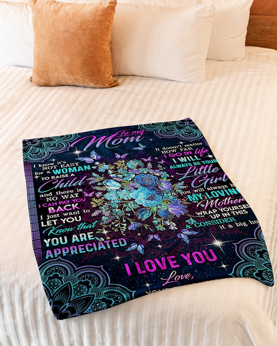Floral I Love You With All My Heart Mother Flannel Blanket For Soft Bed Couch And Home Comfort