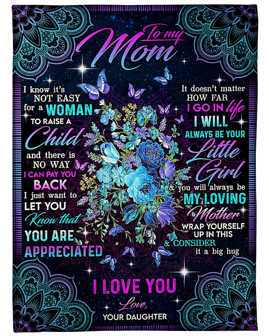 Floral I Love You With All My Heart Mother Flannel Blanket For Bed Sofa And Reading Nook Decor