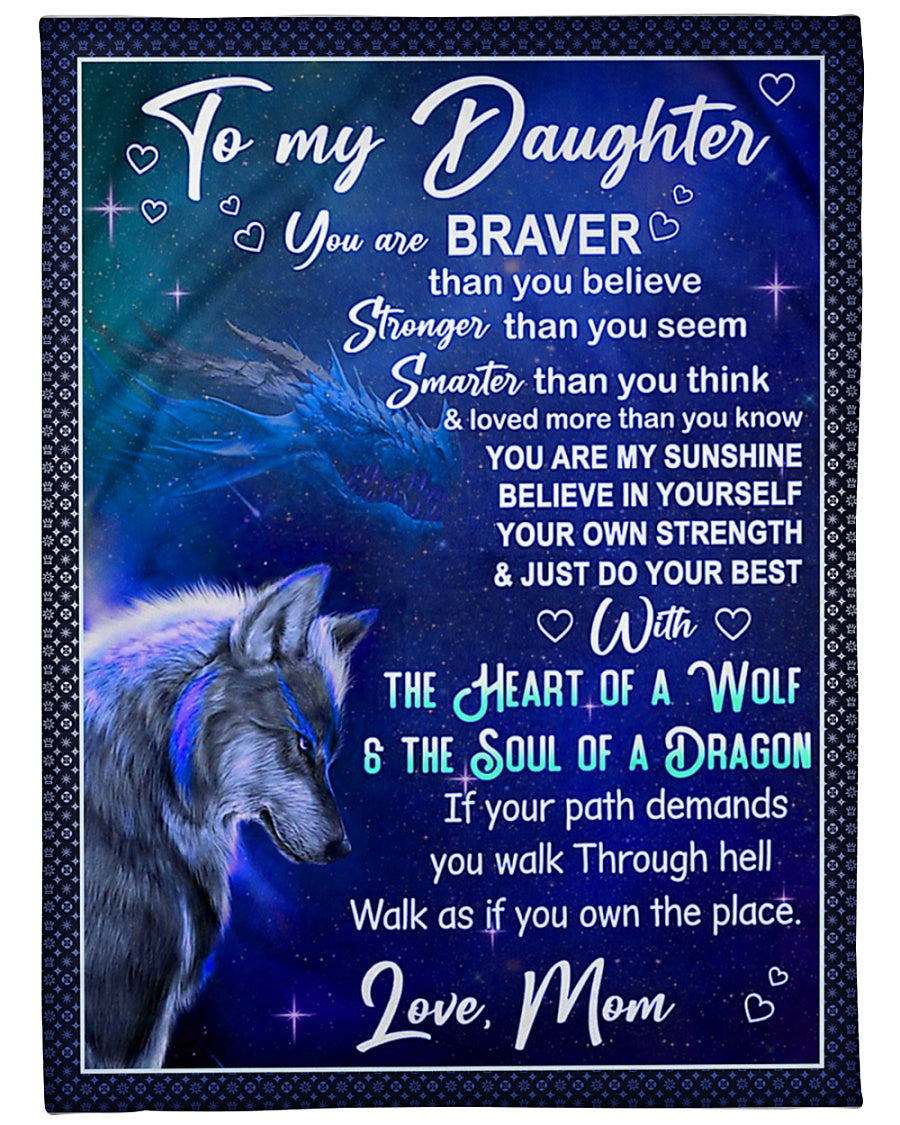 Wolf Believe In Yourself Daughter Gift Flannel Blanket For Bed Sofa And Reading Nook Decor