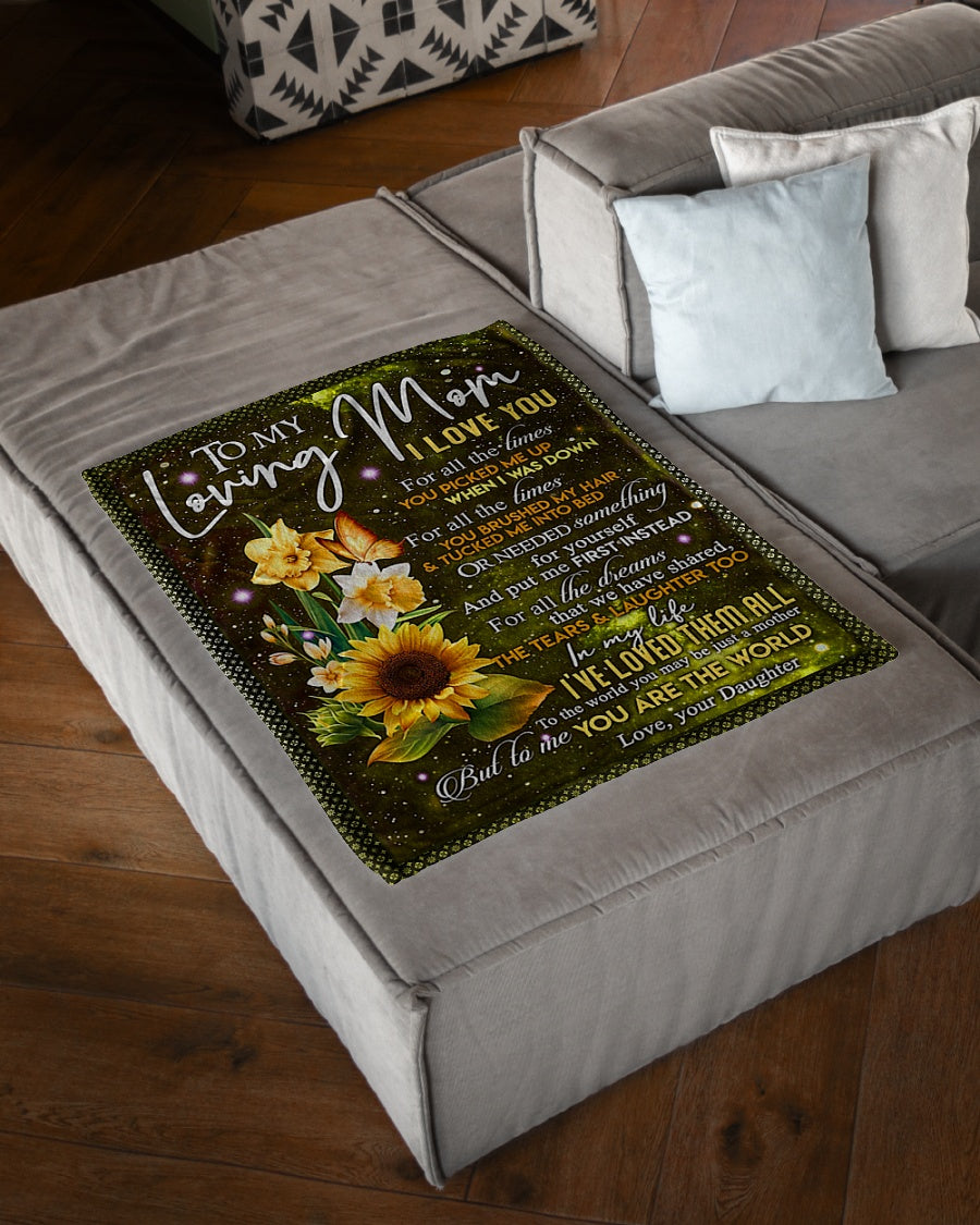 Sunflower Inspiring Family Hero Message Flannel Blanket For Living Room And Bedroom Styling