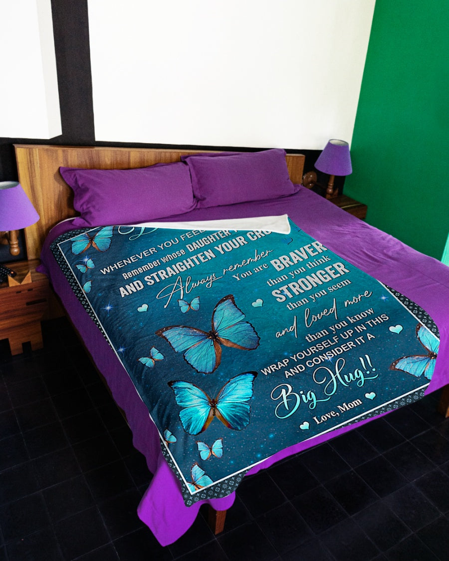 Butterfly Straighten Your Crown Daughter Gift Flannel Blanket For Bed Sofa And Reading Nook Decor