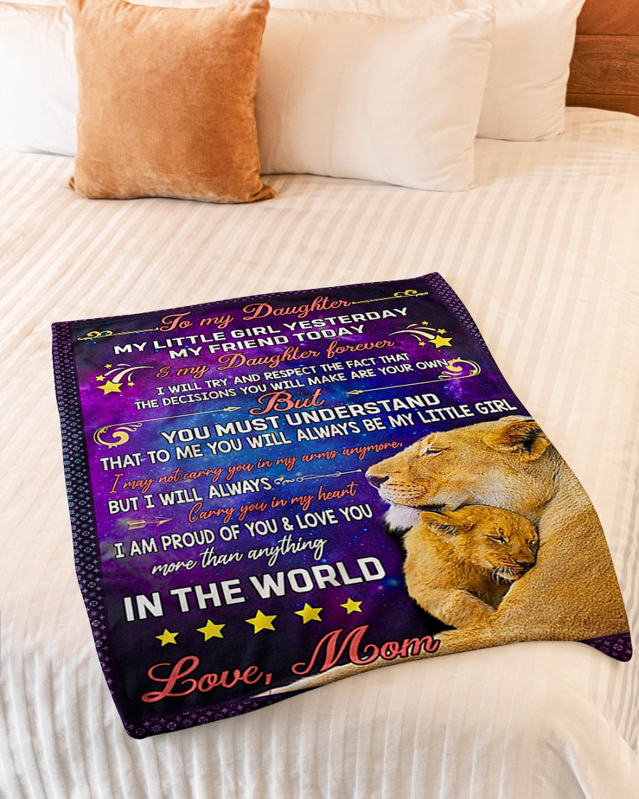 Lion My Heart Daughter Gift Flannel Blanket For Soft Bed Couch And Home Comfort