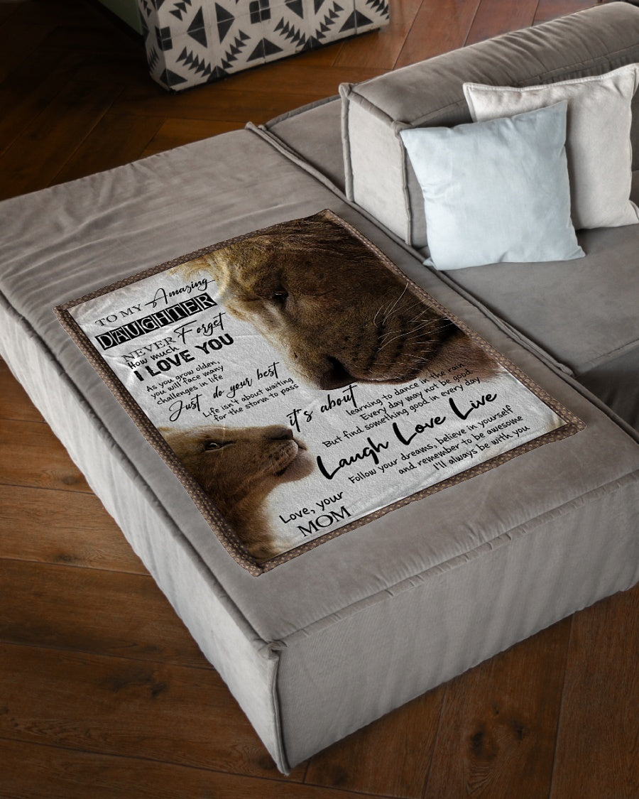 Lion Beloved Mother Message Flannel Blanket For Living Room And Bedroom Styling